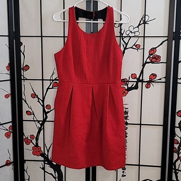 Anthropologie moulinette souers red brocade a-line scoop neck dress - Picture 2 of 13